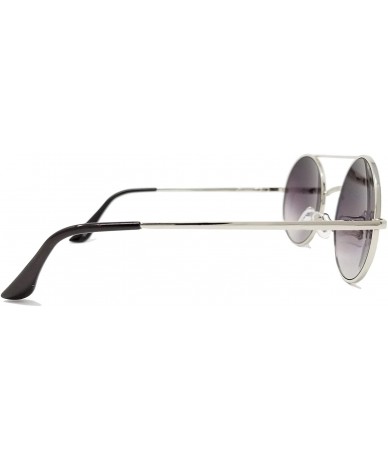 Round Vintage Retro Round Circle frame Crossbar Sunglasses IL1016 - Silver/ Grey - CK18LEH07Y6 $14.36