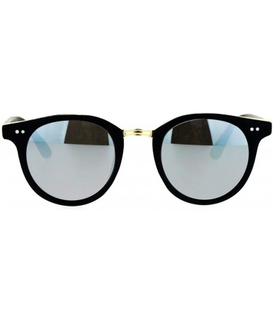 Round Vintage Retro Unisex Fashion Sunglasses Round Horn Rim Double Frame - Matte Black (Silver Mirror) - CI187C725QC $10.48