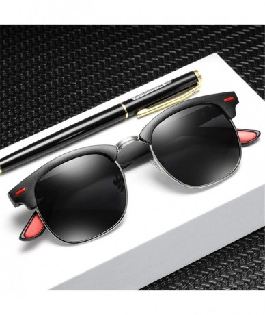 Goggle Men Polarized Sunglasses Half Frame Driving Sun Glasses for Men Women Retro Shades - 1 - C2194OKOX6T $29.03