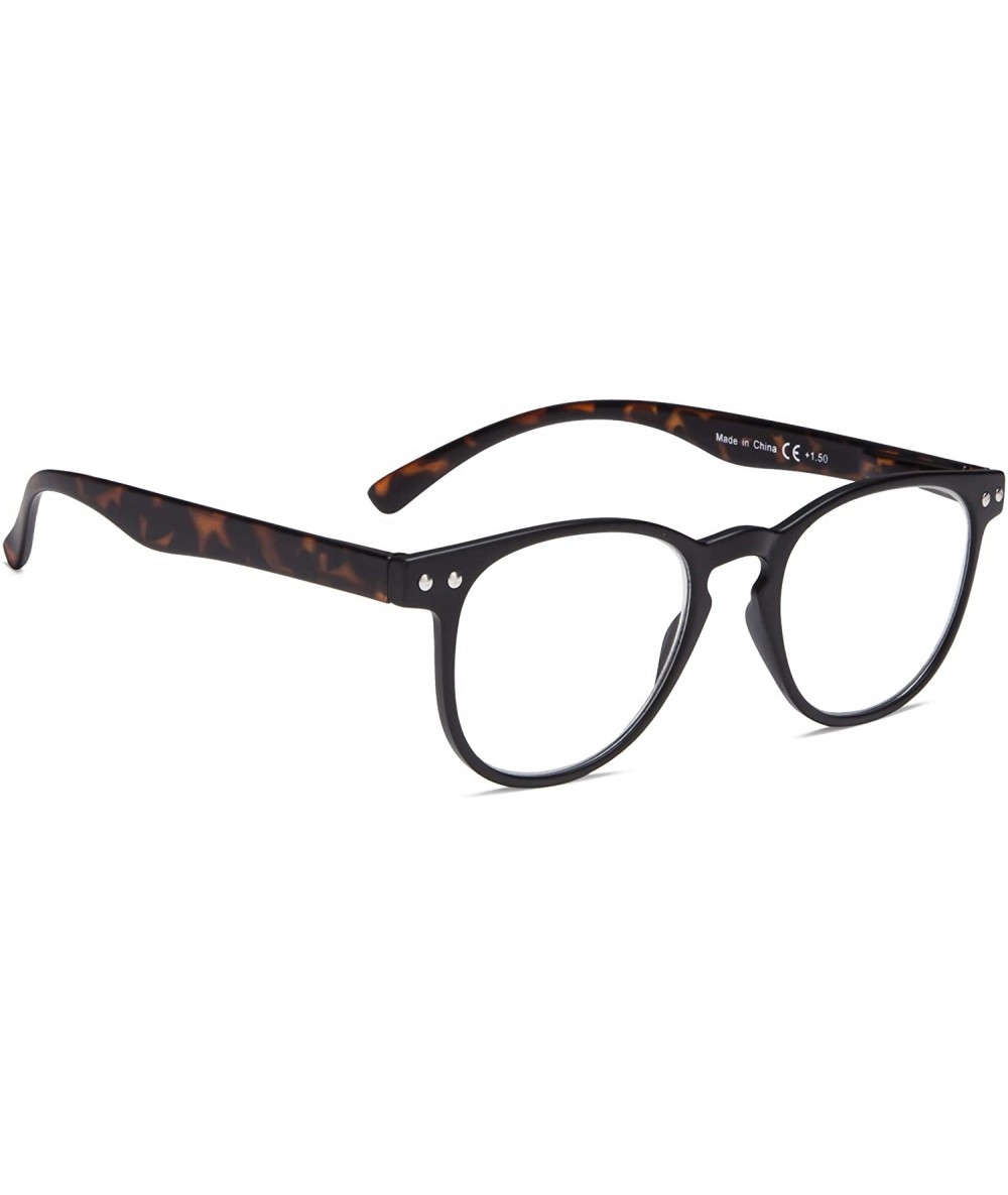 Round Retro Round Reading Glasses Women - Black Frame/Tortoise Arm - CW18K7O58N8 $9.55