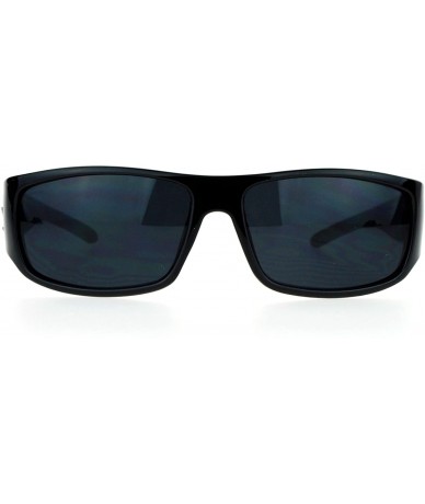 Rectangular Pot Leaf Marijuana Gangster Narrow Rectangular Plastic All Black Sunglasses - C612FJV6OLF $10.38