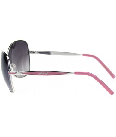 Butterfly Giselle Womens Metal Rim Designer Fashion Butterfly Sunglasses - Silver Pink Smoke - CG18RRSMH2N $8.86