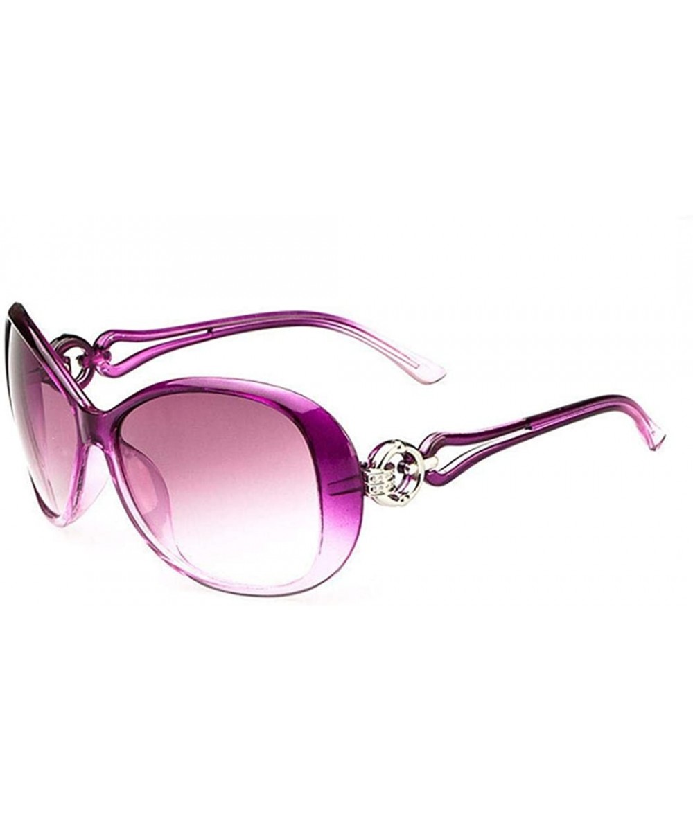 Oval Women Fashion Oval Shape UV400 Framed Sunglasses Sunglasses - Light Purple - CT195QD362Z $18.71