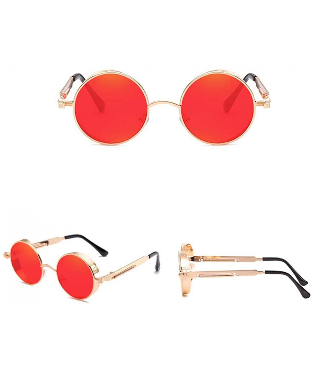 Round Steampunk Side Shield Metal Round Sunglasses - Gold - CG18RQ63KKU $16.33