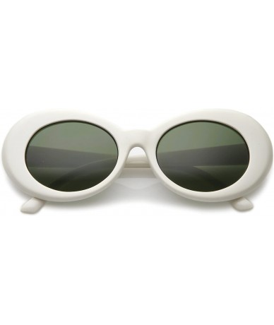 Aviator Clout Goggles Glasses Oval Sunglasses with Retro Bold Mod Thick Framed Round Lens 51mm - White / Green - CO17AA3Y87E ...