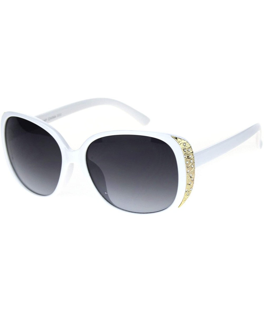 Butterfly Womens Gold Nugget Rhinestone Side Trim Plastic Butterfly Sunglasses - White Smoke - CY18R8GM3XU $12.90