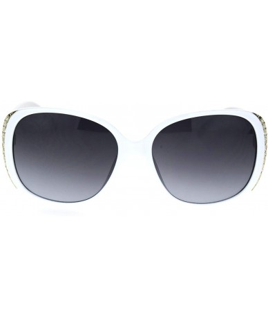 Butterfly Womens Gold Nugget Rhinestone Side Trim Plastic Butterfly Sunglasses - White Smoke - CY18R8GM3XU $12.90