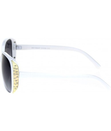 Butterfly Womens Gold Nugget Rhinestone Side Trim Plastic Butterfly Sunglasses - White Smoke - CY18R8GM3XU $12.90