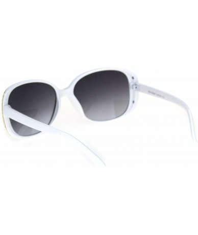 Butterfly Womens Gold Nugget Rhinestone Side Trim Plastic Butterfly Sunglasses - White Smoke - CY18R8GM3XU $12.90