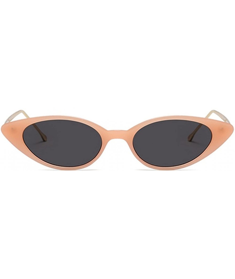 Oval Cateye Metal Frame Lady Sunglass - Orange Pink/Grey - CR18DWMRO8I $11.50