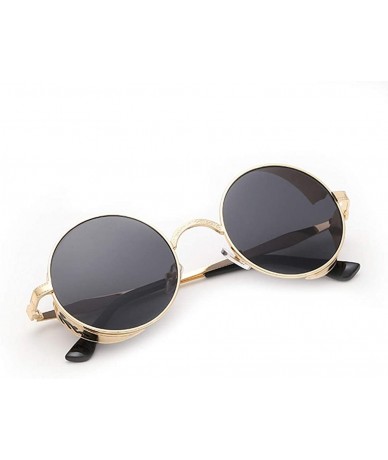 Square Steampunk Sunglasses - Retro Women Mens Round Punk Glasses UV400 - Gold Frame Grey Lens - CM190EA7LRD $10.09