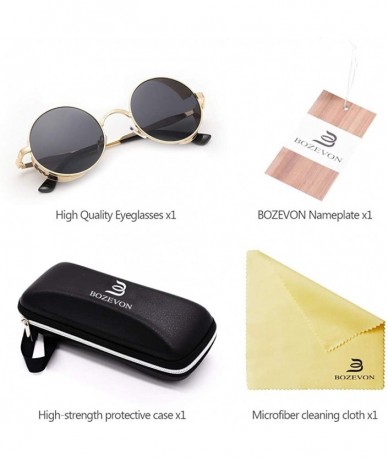 Square Steampunk Sunglasses - Retro Women Mens Round Punk Glasses UV400 - Gold Frame Grey Lens - CM190EA7LRD $10.09