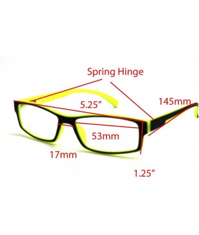 Rectangular Soft Matte Black w/ 2 Tone Reading Glasses Spring Hinge 0.74 Oz - Matte Black Yellow - CU12C1Y0E5P $20.37