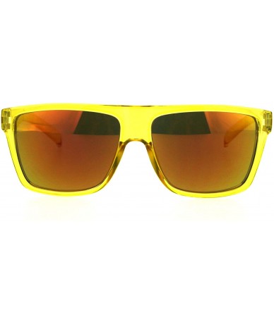 Rectangular Kush Translucent Color Frame Mens Horn Rim Hipster Plastic Sunglasses - Yellow - CL18HG5OU49 $10.91