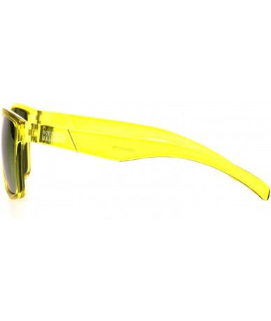 Rectangular Kush Translucent Color Frame Mens Horn Rim Hipster Plastic Sunglasses - Yellow - CL18HG5OU49 $10.91