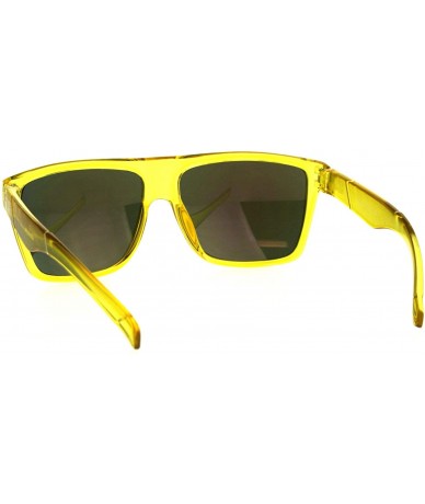 Rectangular Kush Translucent Color Frame Mens Horn Rim Hipster Plastic Sunglasses - Yellow - CL18HG5OU49 $10.91