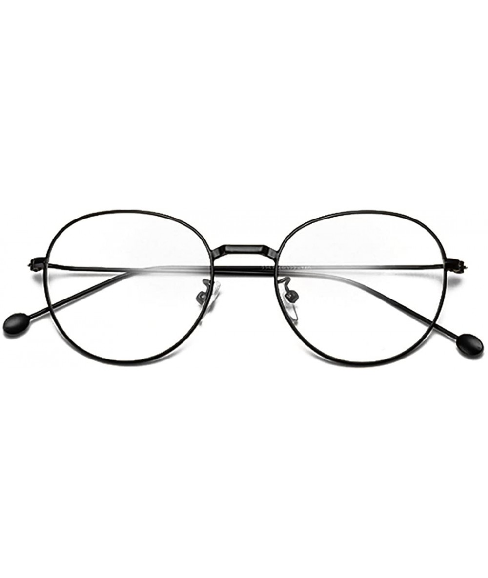 Round Man woman Nearsighted Glasses Retro Myopia Round Metal Glasses Frame - Black - CK18G3KMG3S $27.73