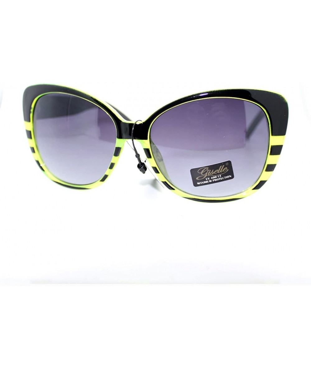 Butterfly Womens Bat Eye Style Stripe Pattern Large Cat Butterfly Sunglasses - Green - CM11YMENNQZ $11.19