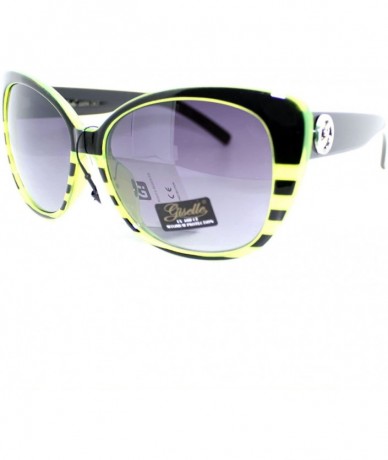 Butterfly Womens Bat Eye Style Stripe Pattern Large Cat Butterfly Sunglasses - Green - CM11YMENNQZ $11.19