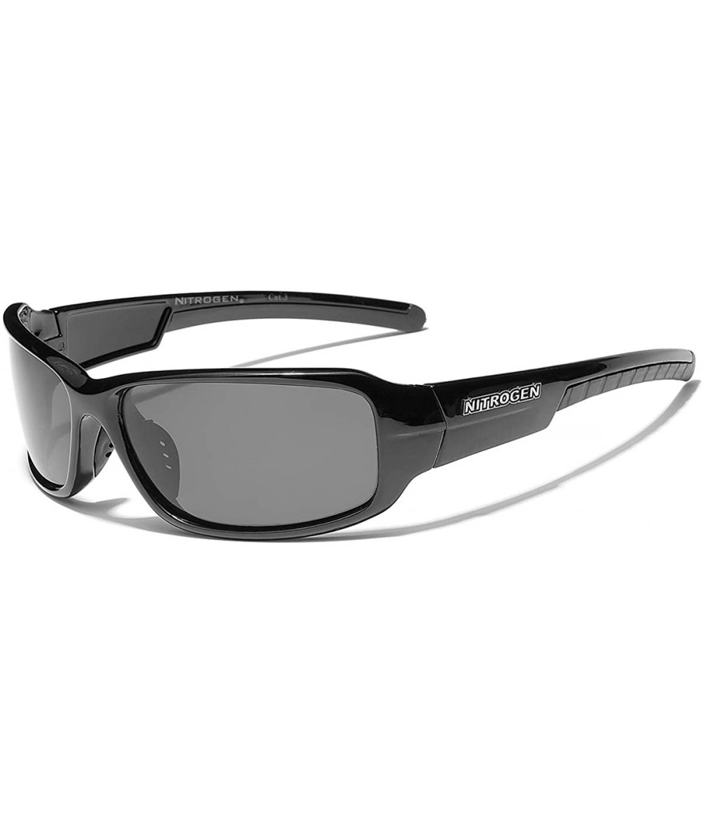 Sport Driving Fishing Polarized Wrap Around Sports Sunglasses - Black - CX11OXK1N5L $13.46