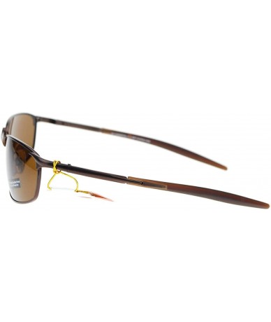 Rectangular Polarized Mens Minimal Metal Frame Narrow Rectangular Sport Sunglasses - Brown - CU11YAXKU6N $14.62