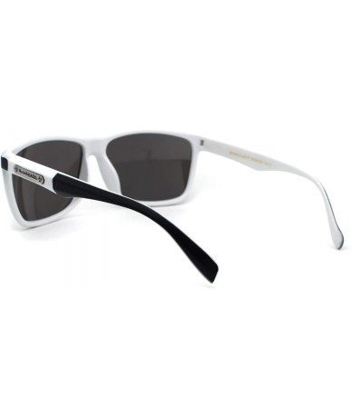 Sport Mens Mirror Lens Oversize Sport Horn Rim Sunglasses - Black White Silver Mirror - C41979YKG4Z $11.87