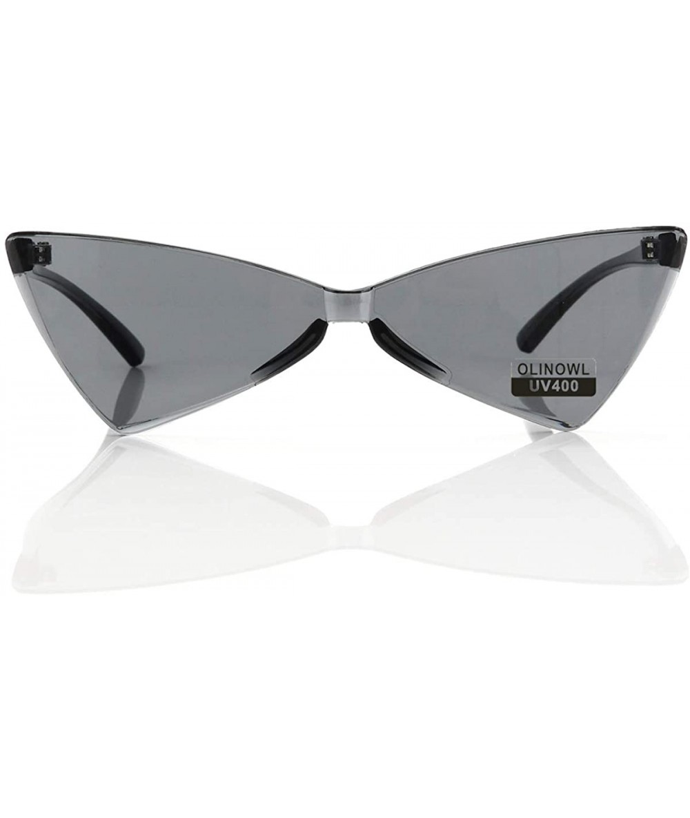 Sport Triangle Rimless Sunglasses One Piece Colored Transparent Sunglasses For Women and Men - Dark Gray - C818LAOK0LO $10.82