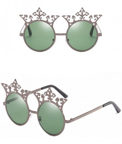 Round Vintage Style 80s Special Round Frame Eyewear Ladies Sunglasses for Women - Green - CY18DLYG2A3 $14.93