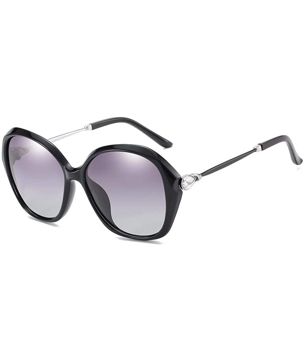 Aviator Ladies'Sunglasses with large frame and drill Sunglasses gradient polarizing sunglasses - D - CQ18QQDAI29 $43.98