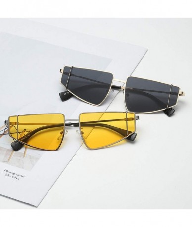 Rectangular Unisex Small Irregular Shape Metal Frame Sunglasses Glasses Vintage Retro Style - Yellow - CQ196SGT8O5 $10.71