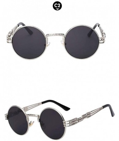 Round Retro Steampunk Style Round Vintage Sunglasses Colored Metal Frame Men Women - C 2-silver-black - CG18HG0RUI5 $14.32