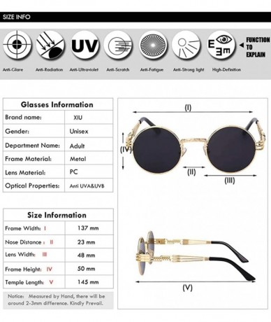 Round Retro Steampunk Style Round Vintage Sunglasses Colored Metal Frame Men Women - C 2-silver-black - CG18HG0RUI5 $14.32