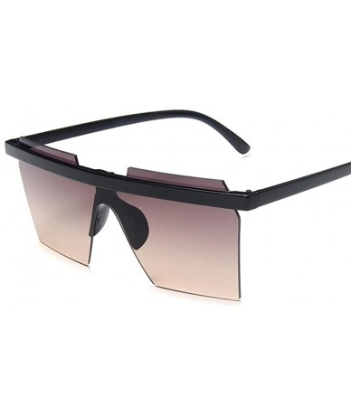 Oversize Square Sunglasses Women Fashion Flat Top Gradient Sun glasses Men  Rimless Large Frame UV400 - CX198UK5Y9Y