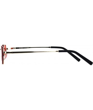 Rectangular Small Rectangular Frame Sunglasses Skinny Narrow Shades Color Lens UV 400 - Gold (Red) - CO18SAI6DN3 $11.06