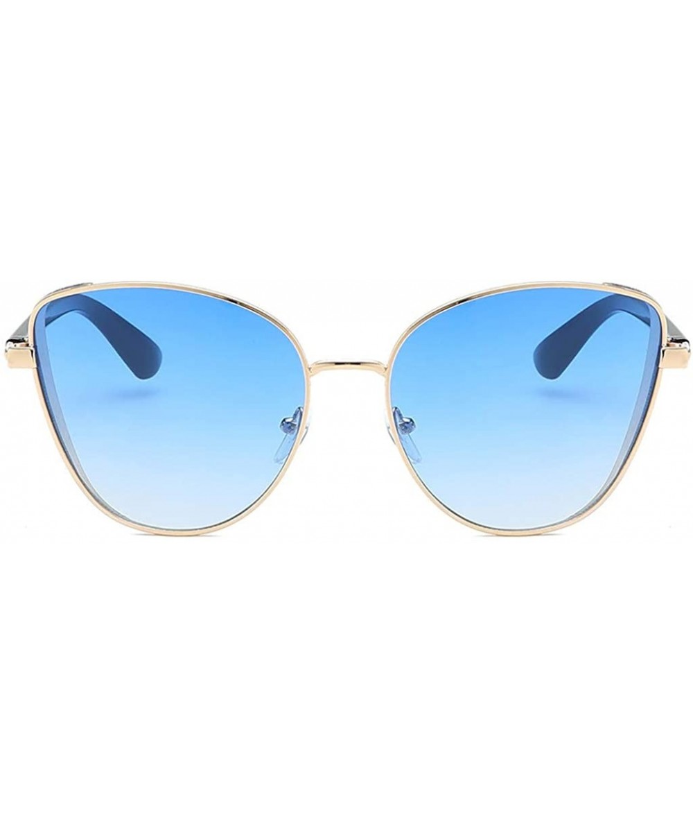 Oversized Women's Oversized Sunglasses Shield Square Cat Eye Shades Full Rimmed Vintage Eyeglasses - Blue - CA18U8ZOMOO $12.65