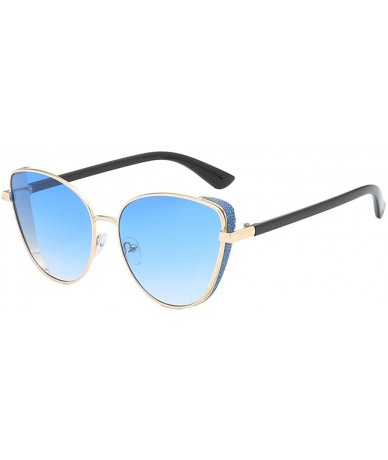 Oversized Women's Oversized Sunglasses Shield Square Cat Eye Shades Full Rimmed Vintage Eyeglasses - Blue - CA18U8ZOMOO $12.65