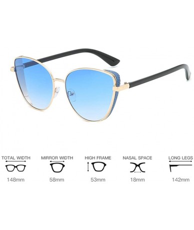 Oversized Women's Oversized Sunglasses Shield Square Cat Eye Shades Full Rimmed Vintage Eyeglasses - Blue - CA18U8ZOMOO $12.65