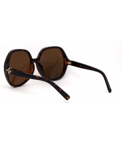 Butterfly Womens Minimal Oversize Round Butterfly Designer Sunglasses - Tortoise Solid Brown - CW1956T30T9 $12.92