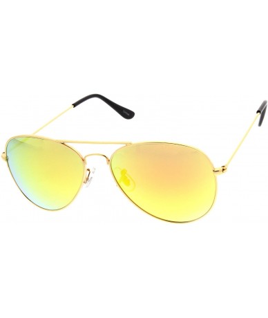 Aviator Premium Flash Mirror Lens Aviator Sunglasses (Nickel Plated Metal Frame) (Gold Sun) - CK11G13WYWJ $15.52