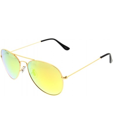 Aviator Premium Flash Mirror Lens Aviator Sunglasses (Nickel Plated Metal Frame) (Gold Sun) - CK11G13WYWJ $15.52