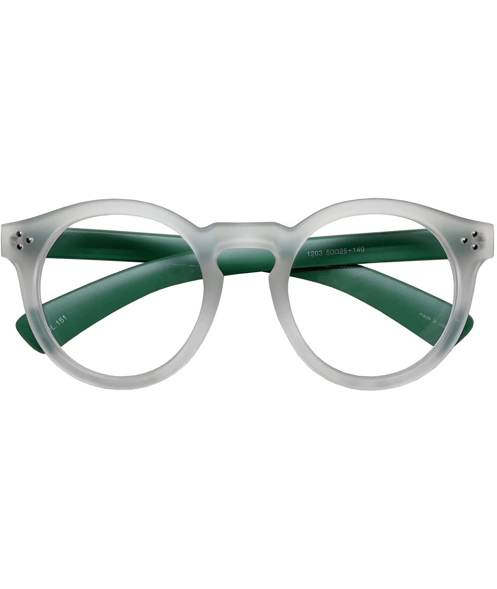 Round Classic Round Horn Rimmed Eye Glasses Clear Lens Oval Non Prescription Frame - White Green 12031 - CB18ZQXYCHH $13.21