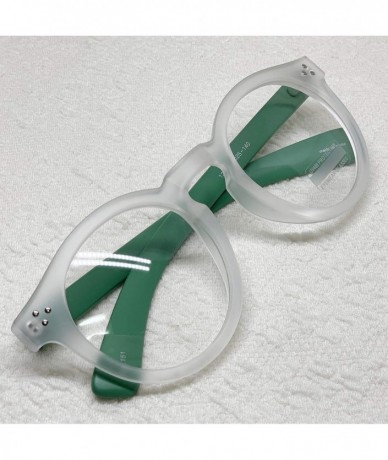 Round Classic Round Horn Rimmed Eye Glasses Clear Lens Oval Non Prescription Frame - White Green 12031 - CB18ZQXYCHH $13.21