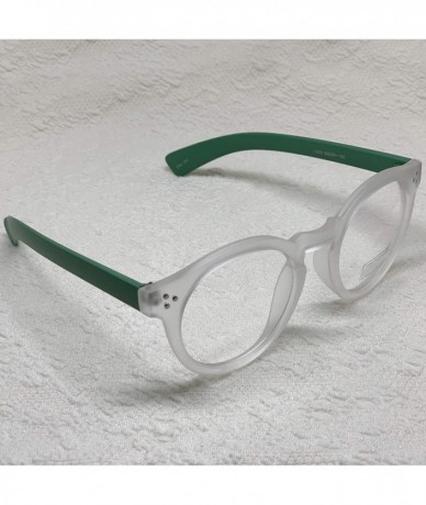 Round Classic Round Horn Rimmed Eye Glasses Clear Lens Oval Non Prescription Frame - White Green 12031 - CB18ZQXYCHH $13.21