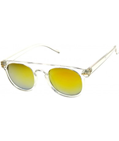 Round Retro Fashion Keyhole Horned Rim P3 Round Sunglasses (Clear-White) - CJ11MV5ZMB1 $11.83