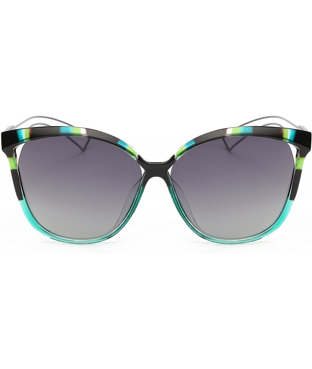 Oversized Mirrored Cat Eye Sunglasses Oversized Sunglasses for Women - Green Glaze - C718GY9Z0HY $10.31