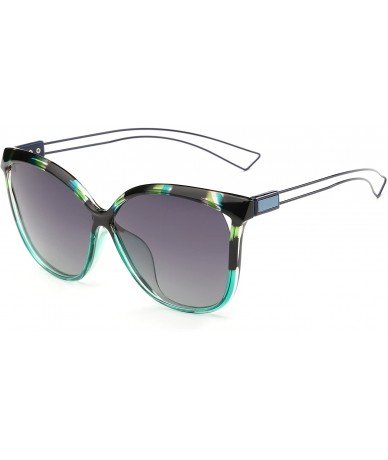 Oversized Mirrored Cat Eye Sunglasses Oversized Sunglasses for Women - Green Glaze - C718GY9Z0HY $10.31