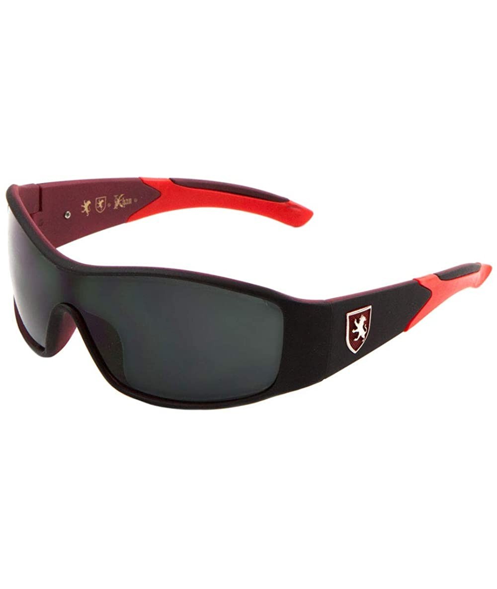 Sport Soft Plastic Curved One Piece Shield Lens Color Ear Temple Sports Sunglasses - Red - C2199GZMXUT $20.12