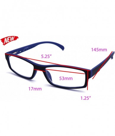 Rectangular Soft Matte Black w/ 2 Tone Reading Glasses Spring Hinge 0.74 Oz - R1 Matte Black Matte Blue - C318WUSOZ9K $16.44