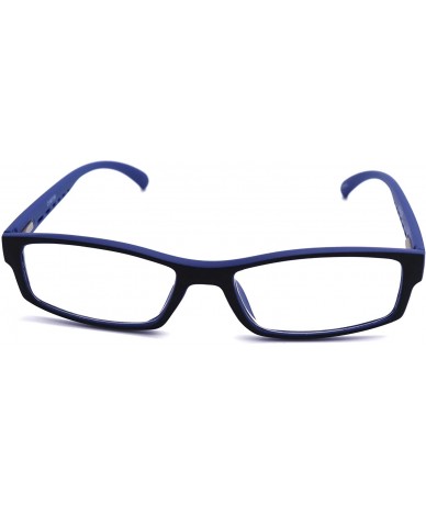 Rectangular Soft Matte Black w/ 2 Tone Reading Glasses Spring Hinge 0.74 Oz - R1 Matte Black Matte Blue - C318WUSOZ9K $16.44