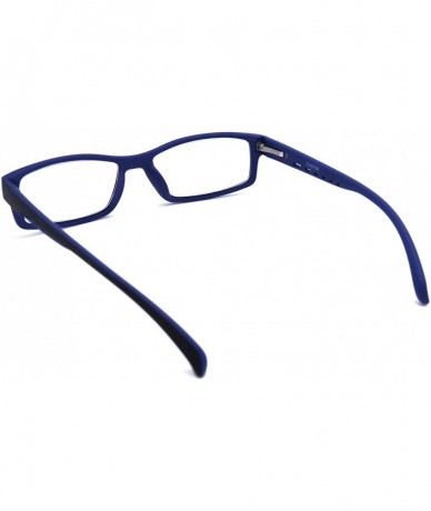 Rectangular Soft Matte Black w/ 2 Tone Reading Glasses Spring Hinge 0.74 Oz - R1 Matte Black Matte Blue - C318WUSOZ9K $16.44